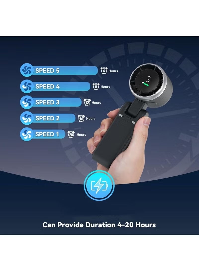 GALUIN Personal Portable Handheld Fan: 2000mAh Battery Powered Rechargeable 3H Runtime - 5 Speeds Turbo Cooling Technology Hand Held Fans for Outdoor Travel Camping Hiking (Black) - Image 5
